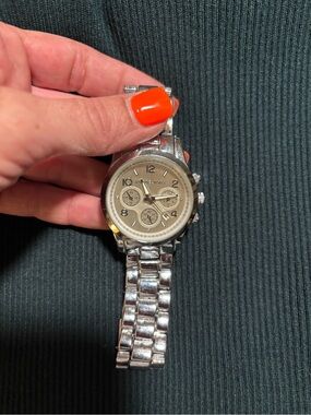 Michael Kors (kids or ladies) Silver-tone Chronograph Watch with Champagne Dial